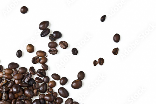 Chicchi di caffè su fondo bianco photo