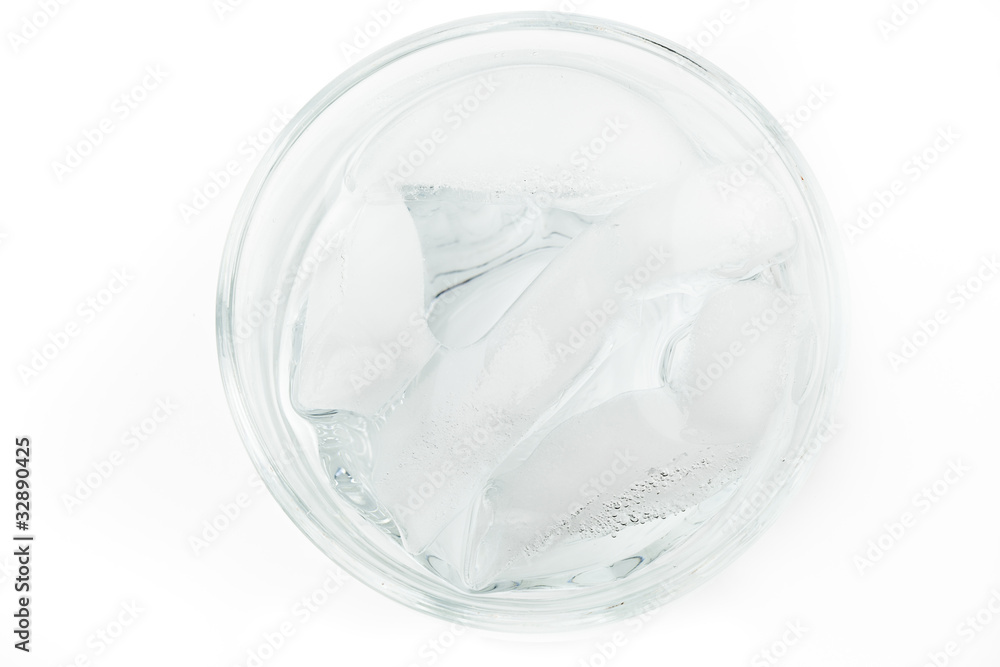A glass of ice water A glass of ice water