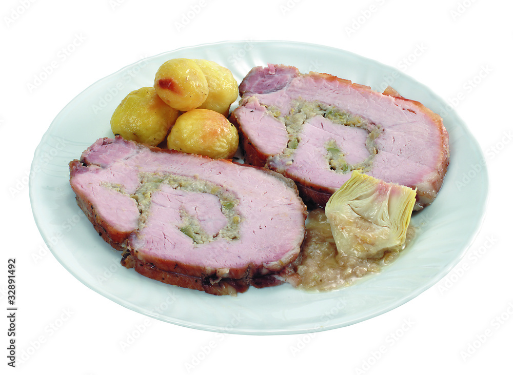 Arrosto di maiale con carciofi