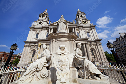 Wide angle view of St. Paul's Cathedral, London, UK