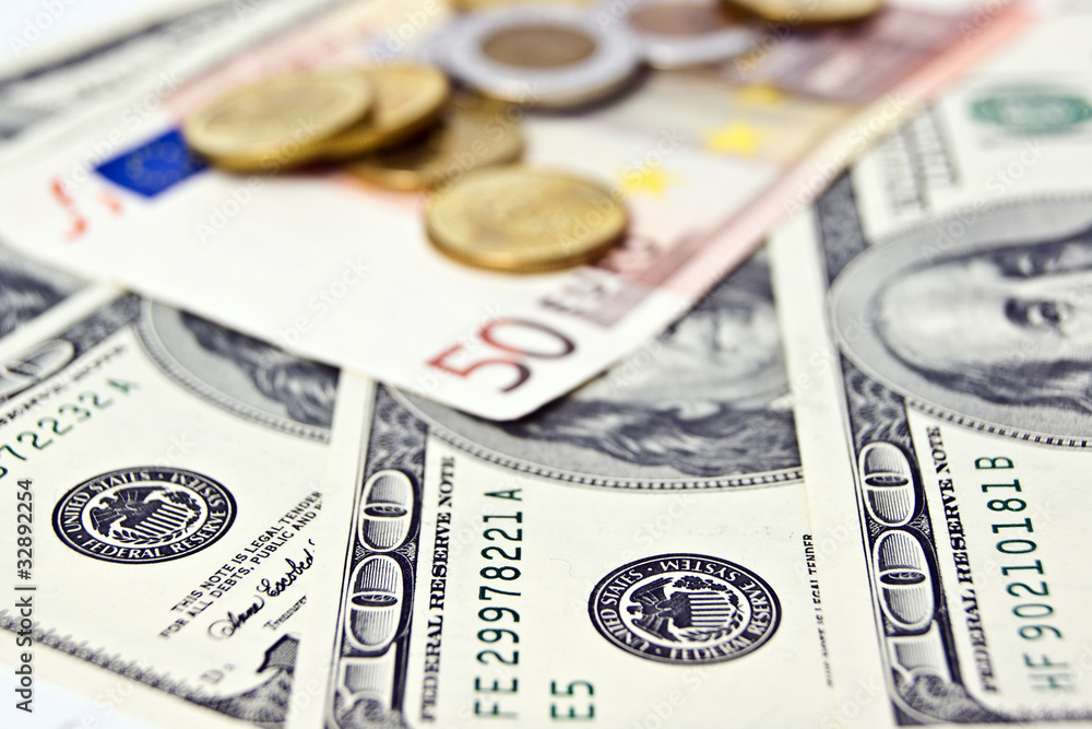 Fototapeta premium Dollars and Euroeuro