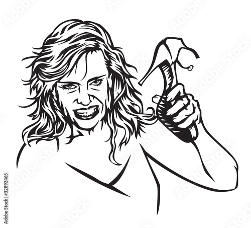 furious woman with shoe