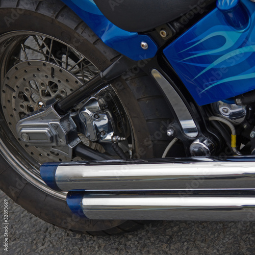 Motorcycle detail wth twin exhausts