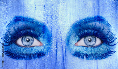 abstract blue eyes makeup woman grunge texture