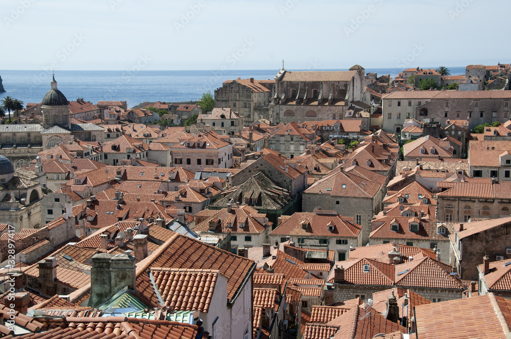 Rooftops in Walled City of Dubrovnic Croatia