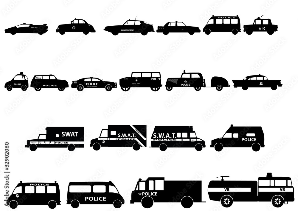 Police cars silhouette