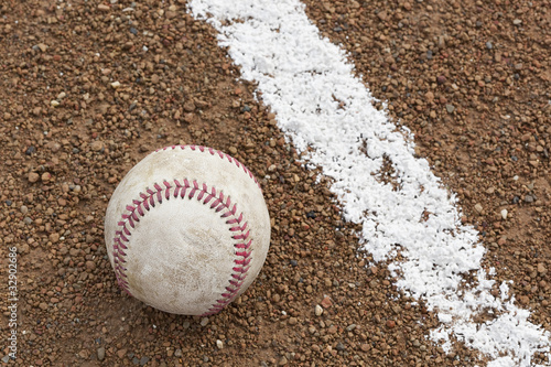 Photography An old worn baseball