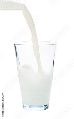 Pouring milk isolated.