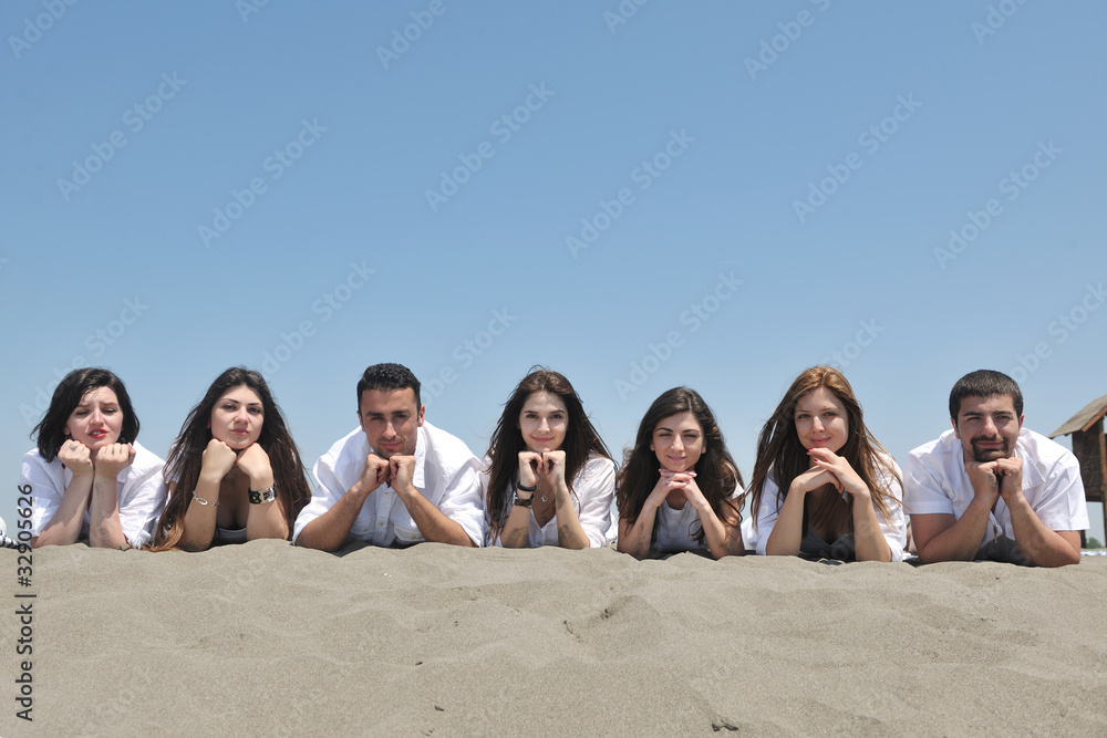 Group of happy young people in have fun at beach Group of happy young people in have fun at beach