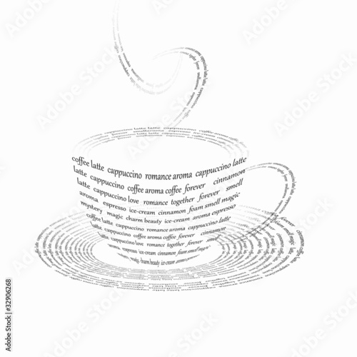 Slika na platnu coffee cup made up  with words