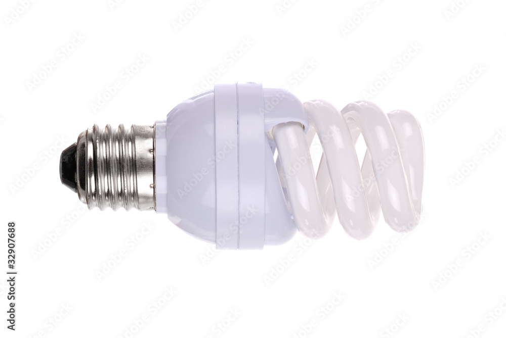 energy saving bulb on white energy saving bulb on white