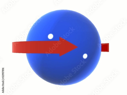 Freccia rossa intorno a globo azzurro photo