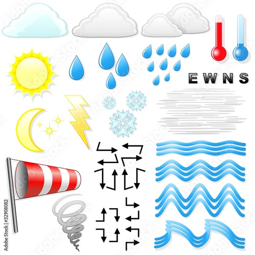 Meteo Tempo Simboli Icone-Weather Meteorology Symbols and Icons