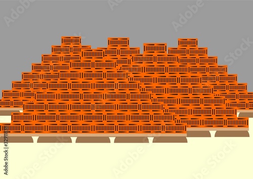 Pallets with a brick.