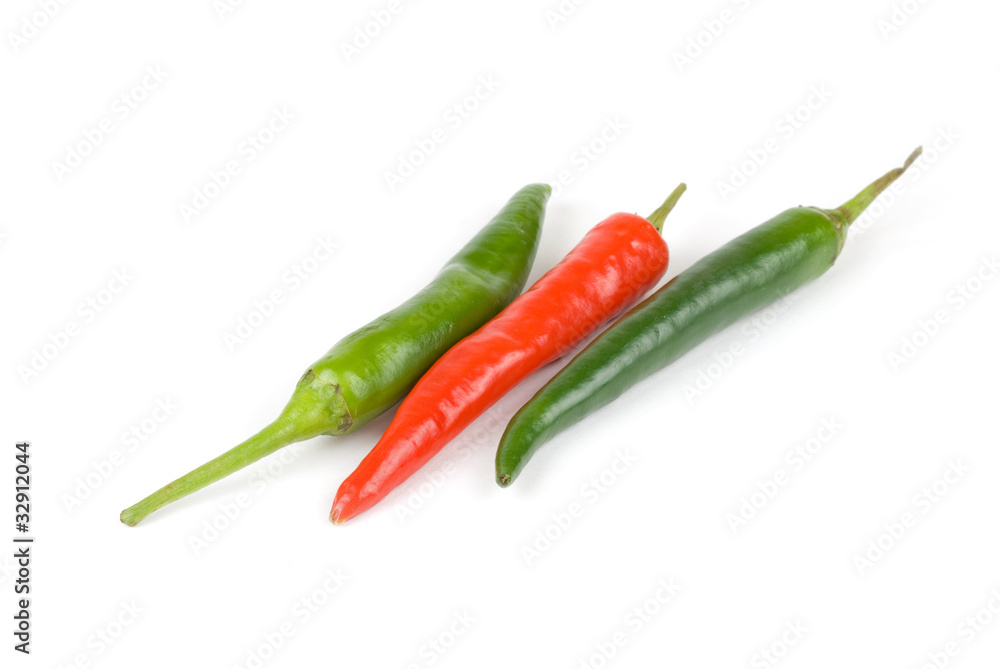 chilli peppers on white background
