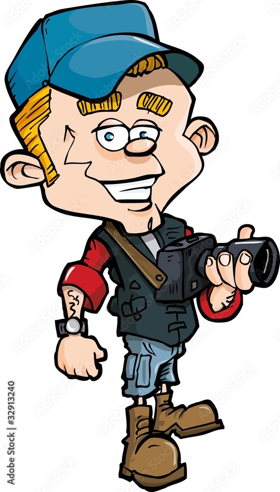 Cartoon photo journalist with a camera Cartoon photo journalist with a camera