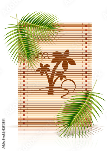 bamboo mat tropic palm vector