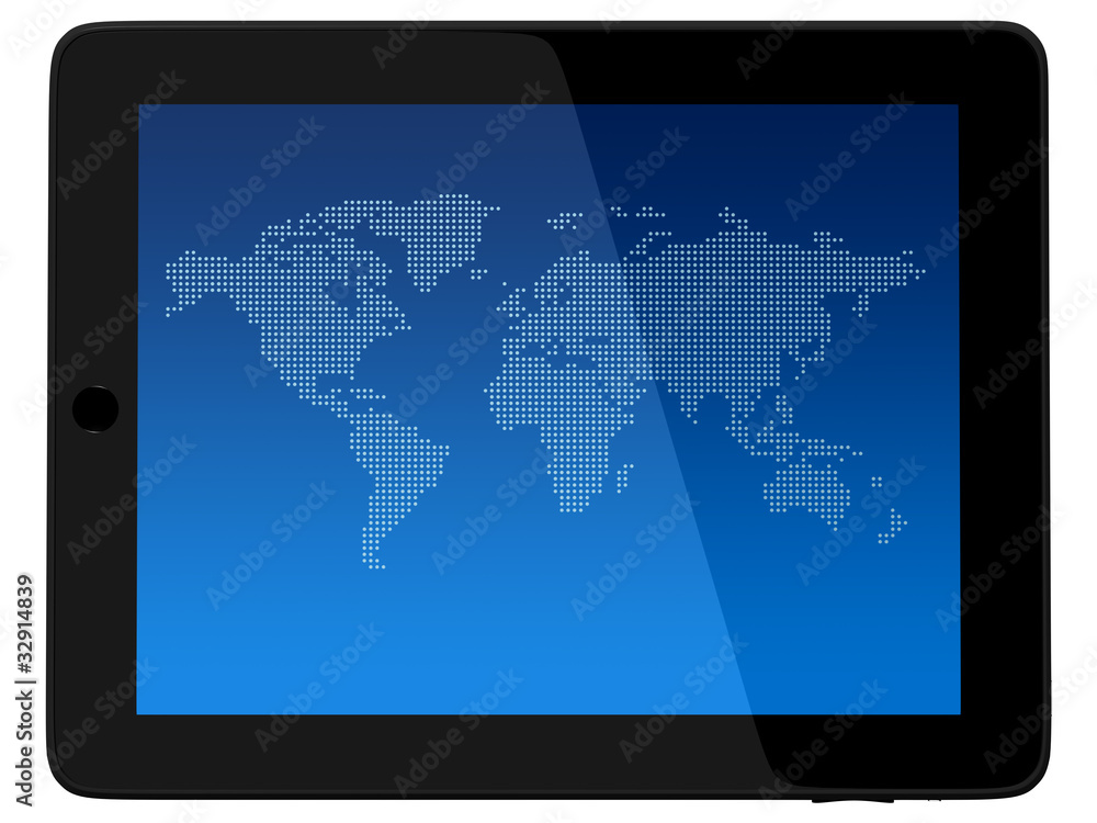 Tablet Computer with world map Tablet Computer with world map