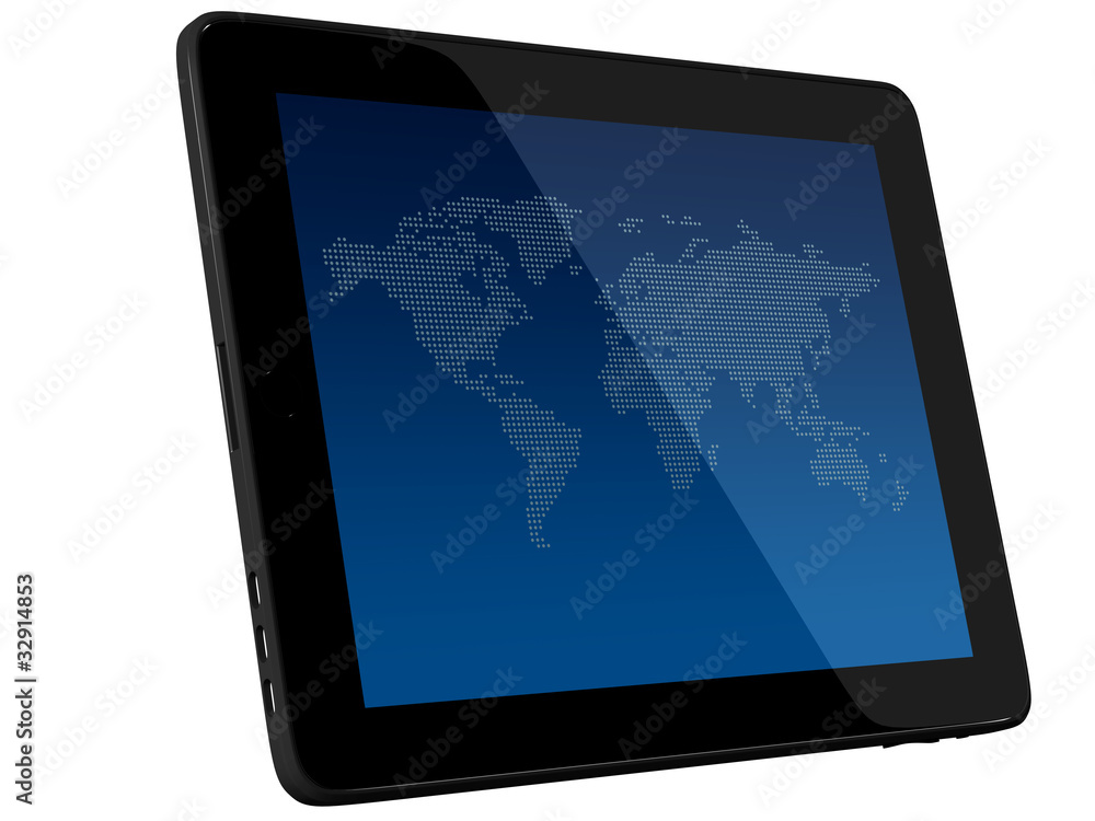 Tablet Computer with world map Tablet Computer with world map