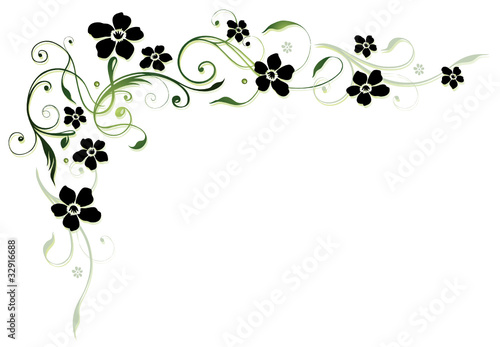Ranke, flora, Blumen, Blüten, filigran, schwarz, grün