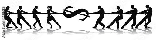 Fighting for wage equality tug of war concept