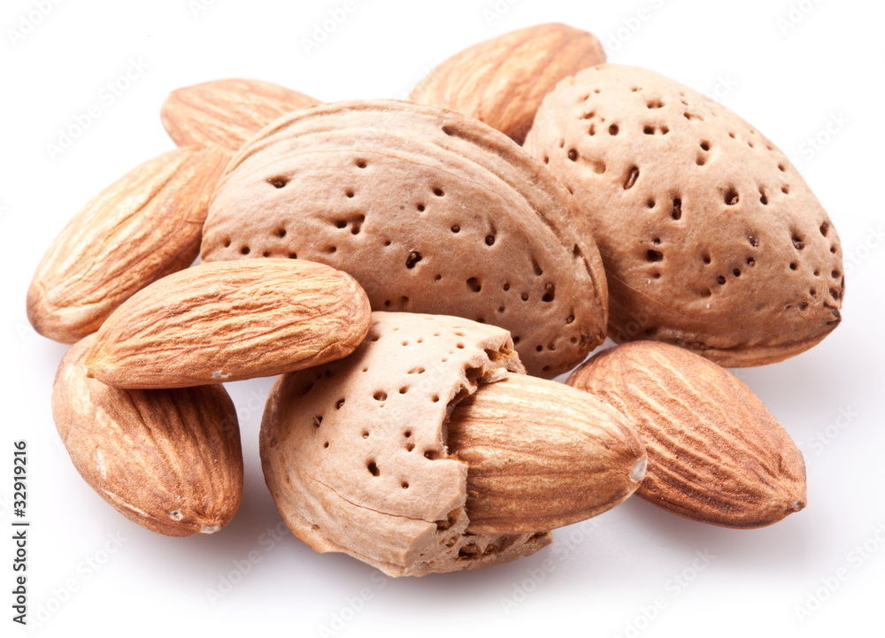 Group of almond nuts. Group of almond nuts.