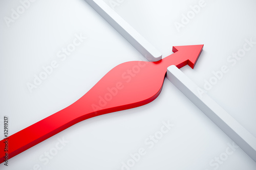 Fotografija infiltration of a red arrow outside