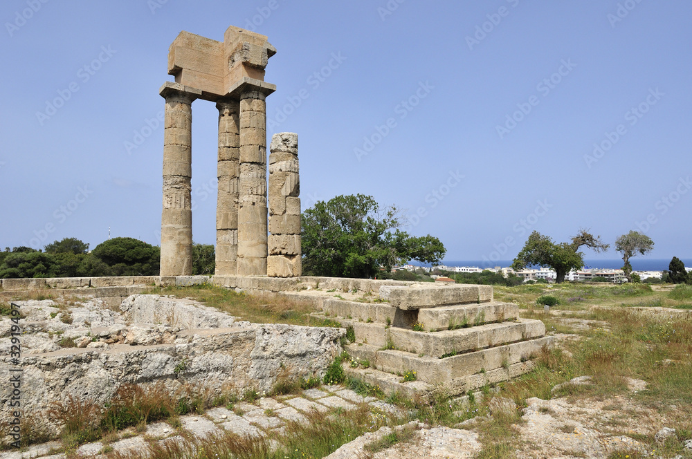 Temple of Pythian Apollo, Acropolis, Rhodes Town, Greece.