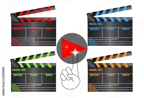 Claqueta de cine con el símbolo de play