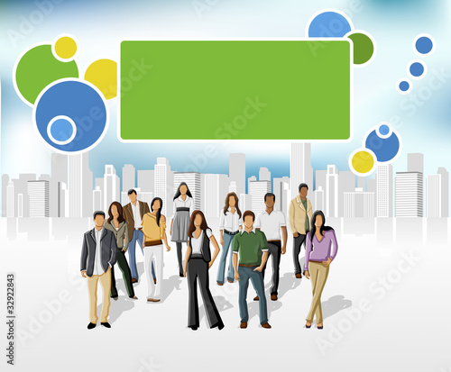 Template  of business people with city landscape