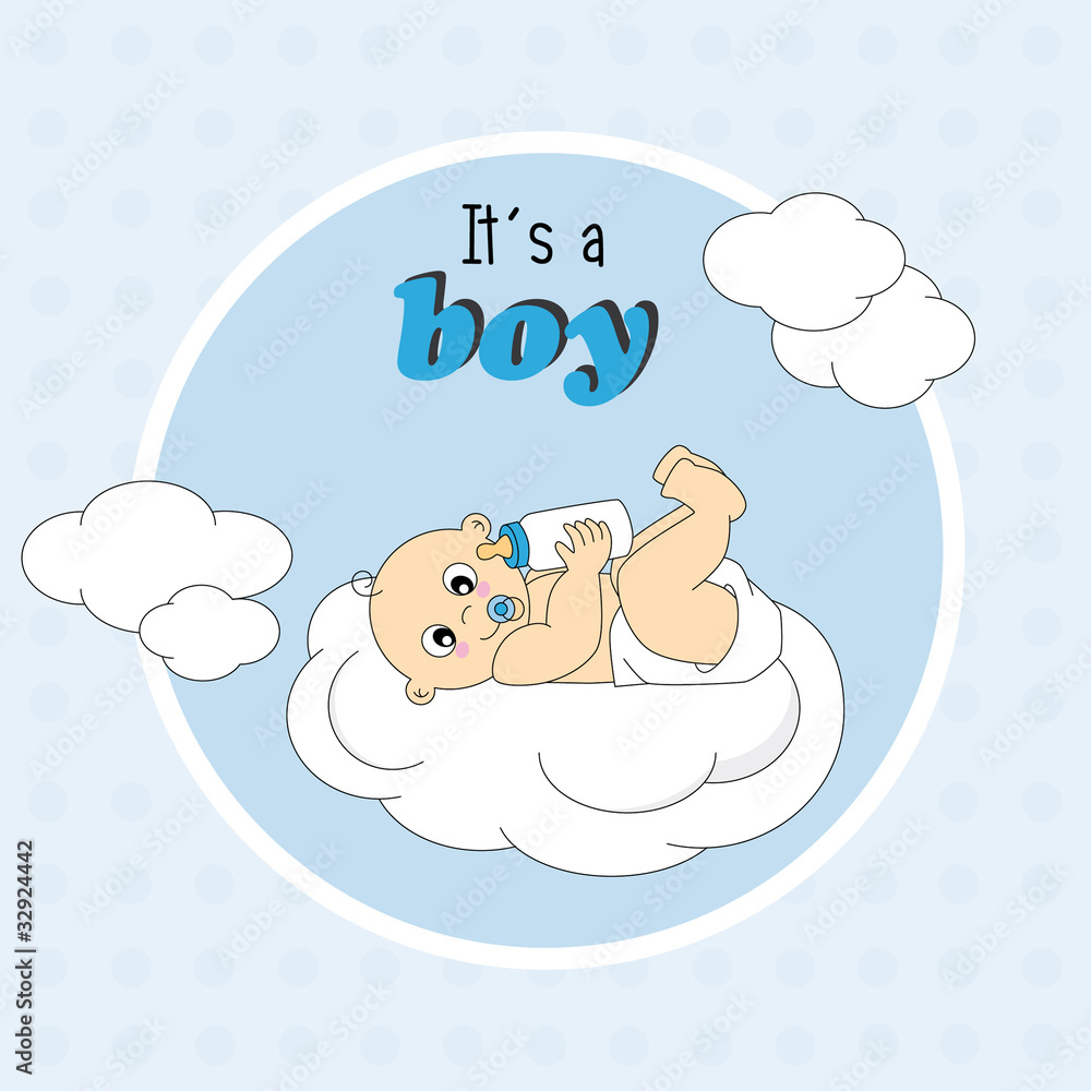 Bebe niño encima de una nube Stock Vector | Adobe Stock