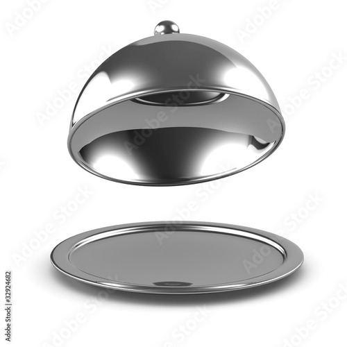 3d Silver platter opens from the front