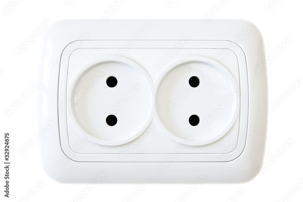 white electric outlet isolated on white background. white electric outlet isolated on white background.
