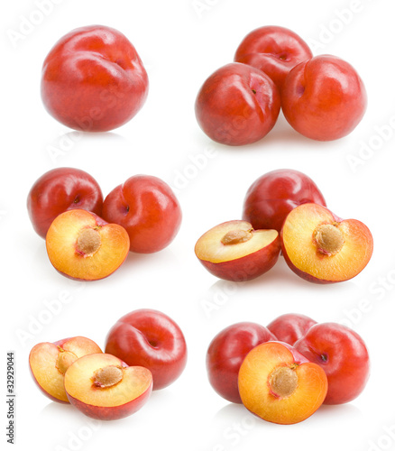 set of red plums images