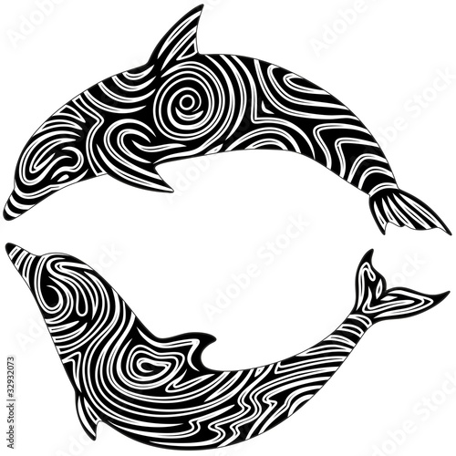 Delfino Tatuaggio-Dolphin Tattoo-Vector photo