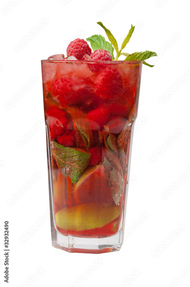 Mojito. raspberry cocktail. closeup Mojito. raspberry cocktail. closeup
