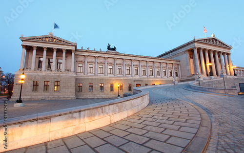 Photography Austrian Parliament in Vienna at sunrise