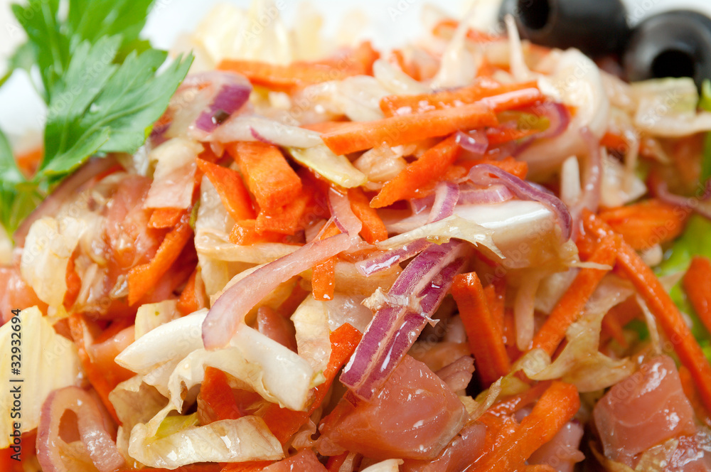 Healthy vegetarian Salad with salmon Healthy vegetarian Salad with salmon