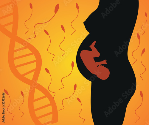 Side view of a pregnant woman with baby