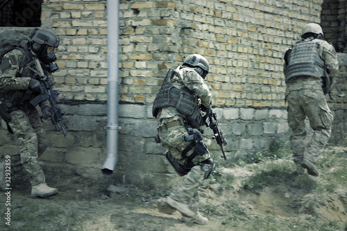 Special forces soldiers  in action