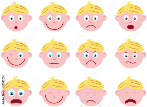 cartoon boy with various emotions and gestures