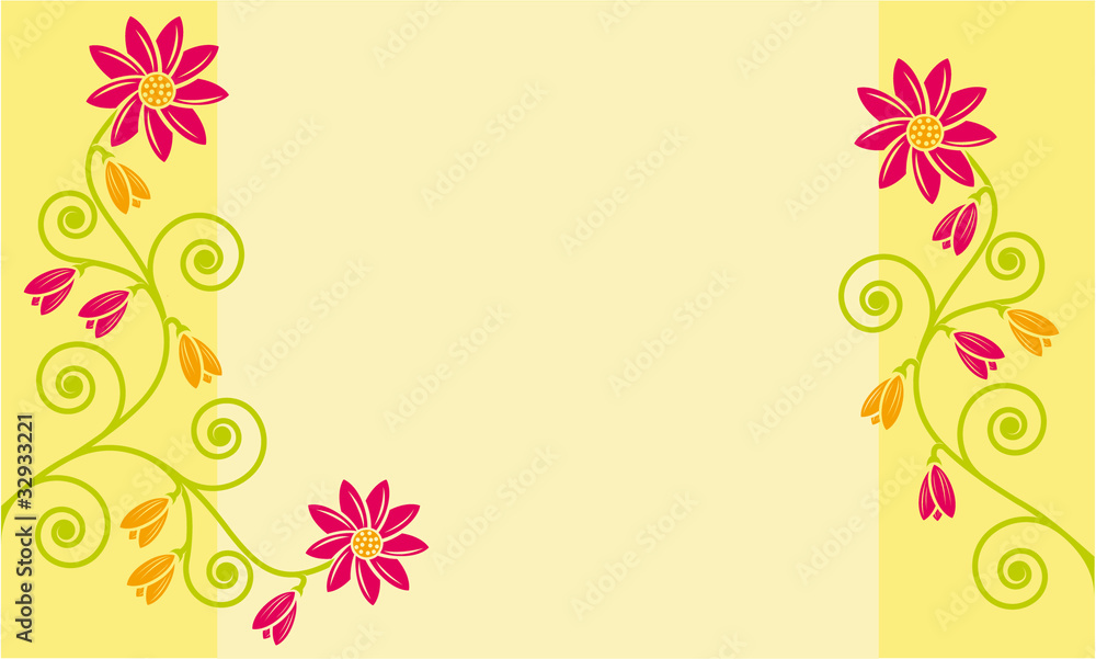 yellow card with flowers ornament