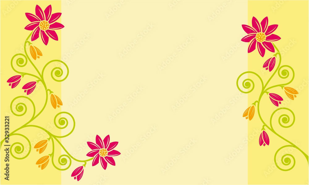 yellow card with flowers ornament yellow card with flowers ornament