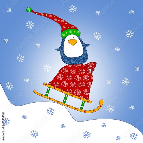 Penguin on sled