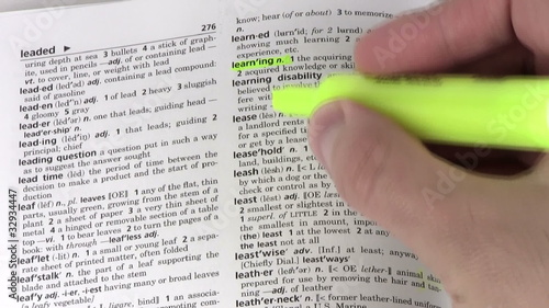Dictionary term LEARNING highlighted- HD