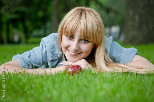 beautiful girl with an apple