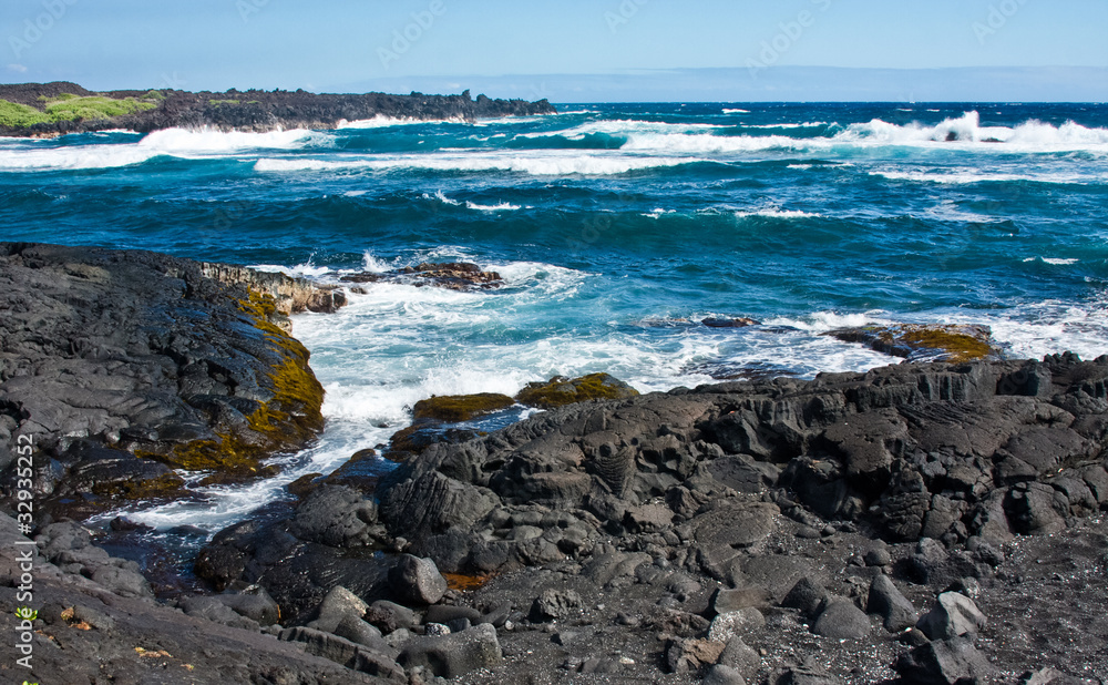 Waves on Black Volcanic Rock