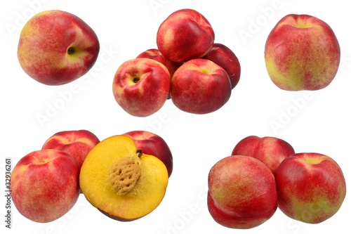 Collection of nectarine fruits on a white background