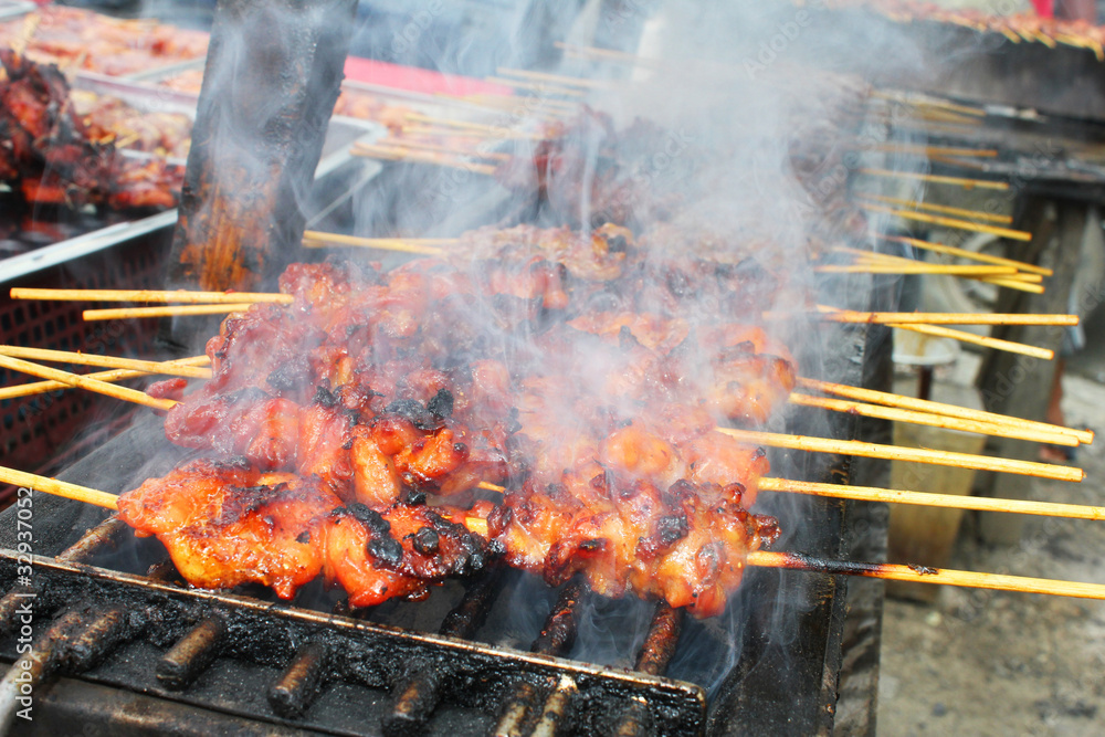 Grilled chicken in Klong Rangsit in Thailand. Grilled chicken in Klong Rangsit in Thailand.