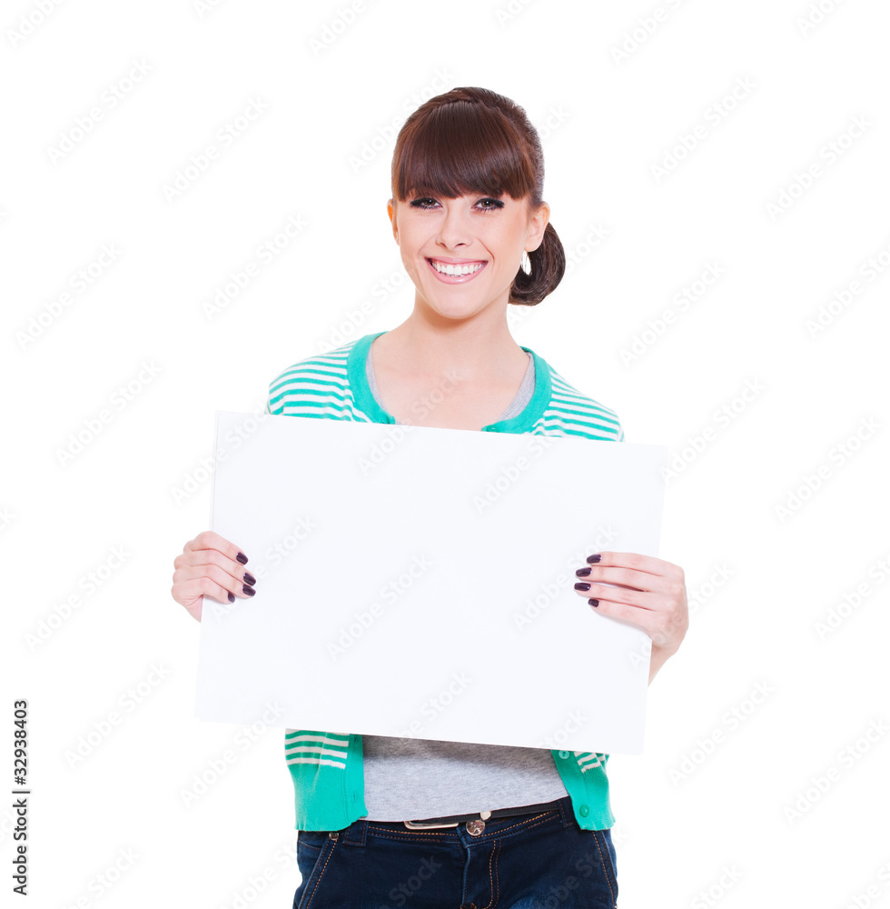 woman holding empty blank woman holding empty blank
